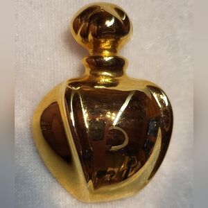Vintage Christian Dior Style Perfume Bottle Pin - Gold Tone Brooch / Unsigned